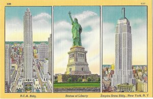 RCA Building Statue of Liberty & Empire State Building New York New York