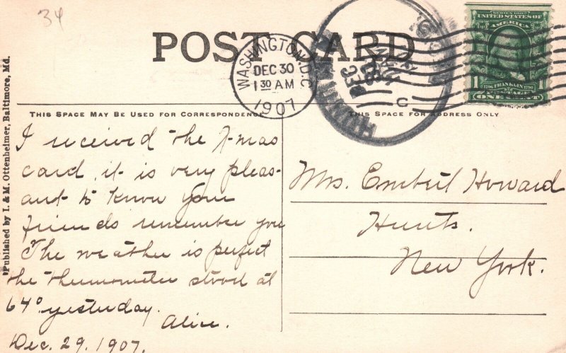 Rock Creek Bridge Trees Washington D.C. Vintage Postcard 1907