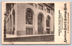 Chicago Illinois~American Trust & Savings Bank~Close Up Front Corner~1905 B&W PC