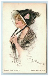 American Girl No. 19 Postcard Pearle Fidler Le Munyan Signed Woman Bonnet