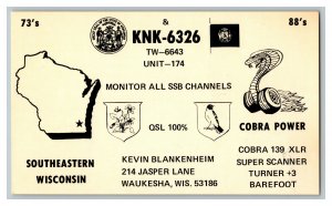 Postcard QSL Radio Card From Waukesha Wis. Wisconsin KNK-6326 