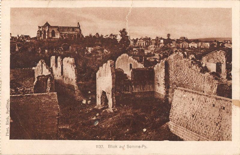 B107258 Germany Blick auf Somme-Py Ruins Panorama real photo uk