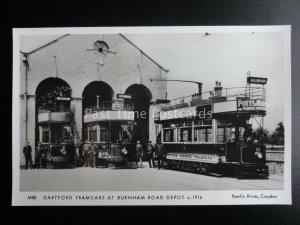 London Tram DARTFORD TRAMCARS AT BURNHAM ROAD DEPOT Pamlin Print Postcard M88