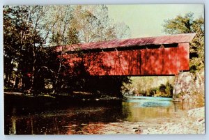 1960 Clermont Ohio Postcard Still Serving Travelers Perrintown Covered Bridge