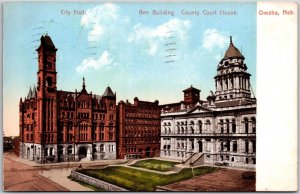 1907 City Hall Building Bee County Court House Omaha Nebraska NB Posted Postcard