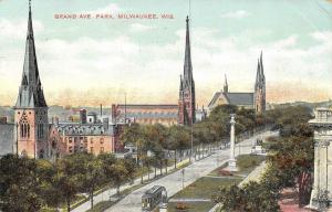 MILWAUKEE, WI  Wisconsin      GRAND AVE PARK  Aerial View      1907 Postcard