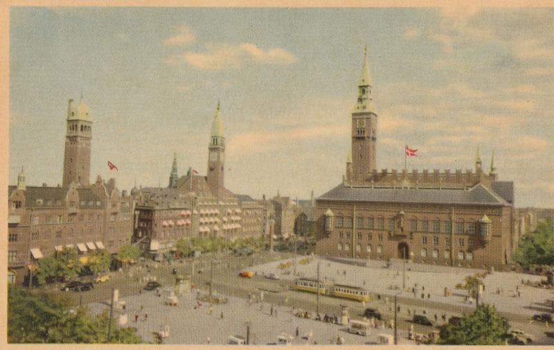 Raadhuspladsen Townhall Square Denmark Old Postcard