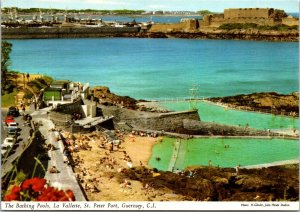 Bathing Pools La Valette St Peter Port Guernsey CI vtg postcard