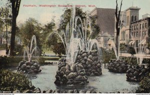 Michigan Detroit Fountain On Washington Boulevard