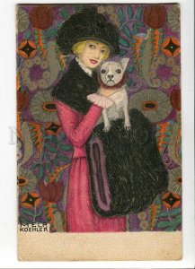 276580 Mela KOEHLER Lady FRENCH BULLDOG Art Nouveau BKWI #621