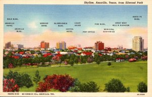 Texas Amarillo Skyline From Ellwood Park Curteich