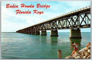 Key West Florida 1960s Postcard Bahia Honda Bridge Florida Keys