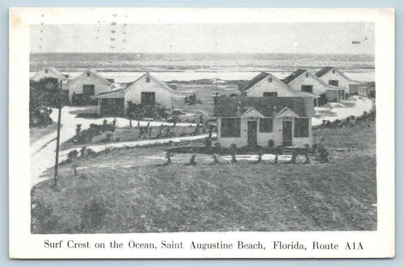 Postcard FL St Augustine Beach Surf Crest Cottages on The Ocean Beach Front W1