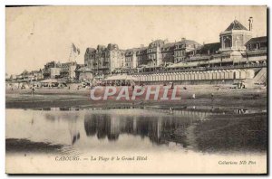 Old Postcard The Beach Cabourg Grand Hotel