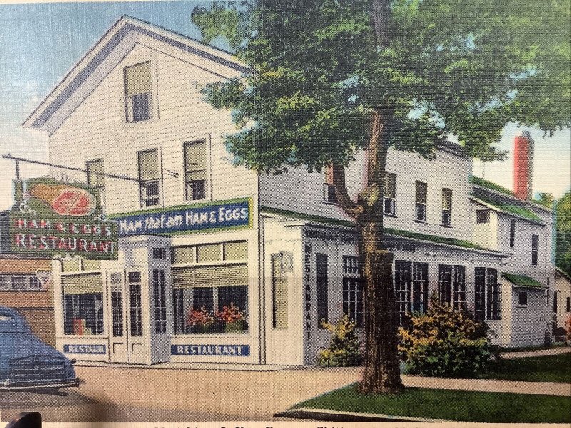 1947 Ham That Am Ham Restaurant in Chittenango NY Postcard Old Car