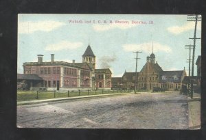 DECATUR ILLINOIS CENTRAN & WABASH RAILROAD DEPOT STATION VINTAGE POSTCARD