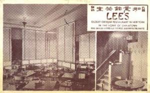 Lee's, Chinatown, NY, USA Chinese Restaurant 1939 some corner wear, postal us...