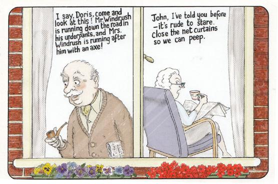 Elderly Peeping Tom Method Of Spying Culture Tourist Comic Humour