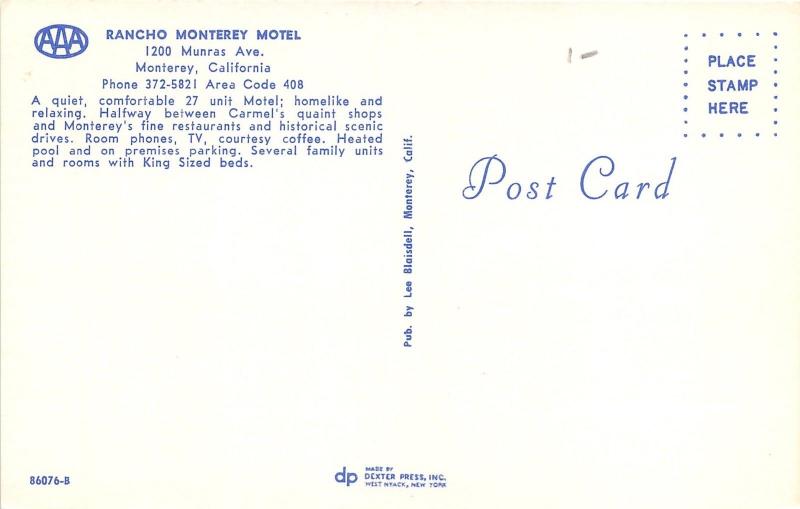 Monterey California~Rancho Monterey Motel @ 1200 Munras Ave~Slide by Pool~1960s