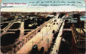 Argentina Paseo Colon Buenos Aires Vintage Postcard C066