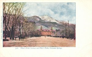 Colorado Springs CO-Colorado, Pike's Peak Avenue & Pike's Peak Vintage Postcard