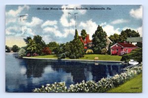 Lake Maron and Homes Southside Jacksonville Florida FL Linen Postcard M4