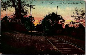 c1910 PHILADELPHIA PA FAIRMOUNT PARK TROLLEY CAR SUNRISE POSTCARD 26-64