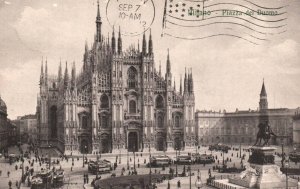 Vintage Postcard 1900s Milan Italy Piazza Duomo Centro Storico