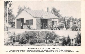 Marcellus New York Thompson's Red Star Cabins, Gas Pumps Shown Vintage PC U8295