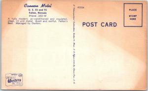 FALLON, NV Nevada   CANNON MOTEL  Hwy 50  c1940s  Linen Roadside   Postcard