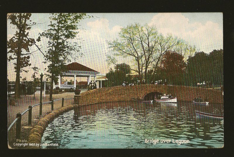 USA Postmark 1909 Willow Grove PA Bridge Over Lagoon Willow Grove Park Postcard