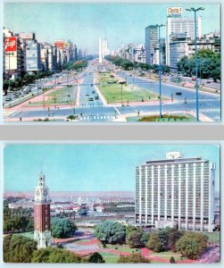 2 Long Postcards BUENOS AIRES, ARGENTINA ~Avenida 9 de Julio, Britania Plaza