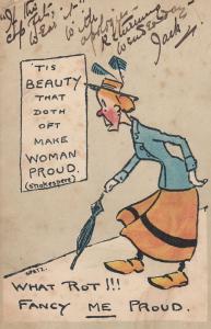 Shakespeare Beauty Makes Me Proud Antique Comic Postcard