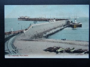 Kent DOVER The Admiralty Pier showing PADDLE STEAMER c1906 Postcard by J.W.S.