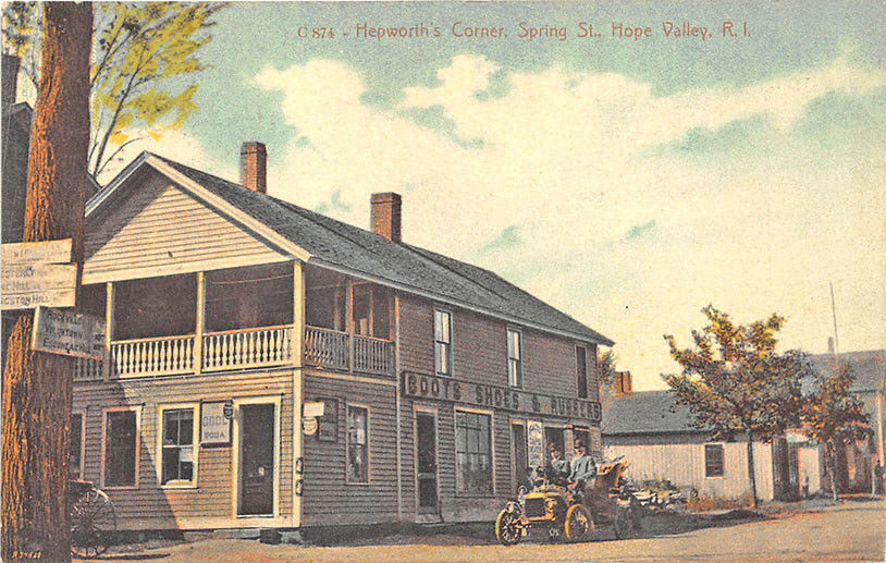hope valley ri hepworth s corner general store old car postcard hippostcard hope valley ri hepworth s corner