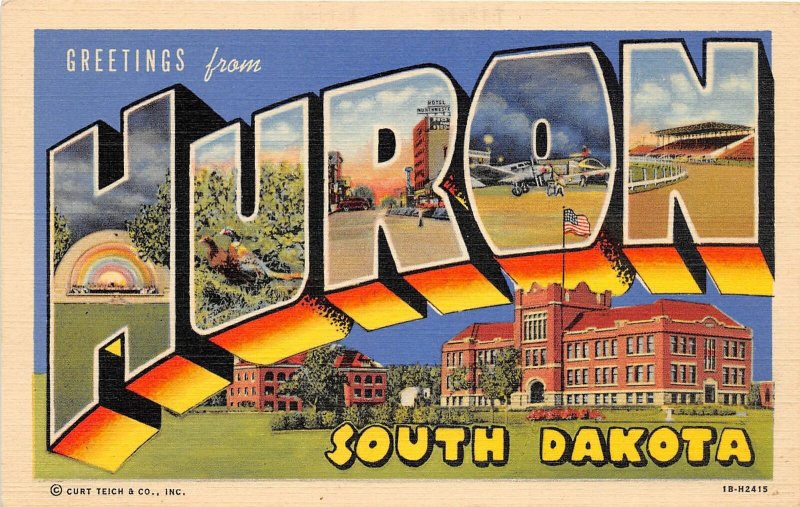 F70/ Huron South Dakota 1954 Linen Large Letter Greetings Postcard