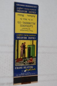 LaChance Plumbing Co. Crane Heating Auburn Maine 20 Strike Matchbook Cover