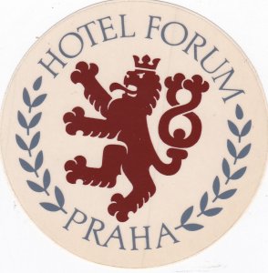 Czechoslovakia Praha Hotel Forum Vintage Luggage Label sk1944