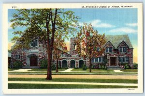 Antigo Wisconsin Postcard St. Hyacinth's Church Exterior Building c1940 Vintage