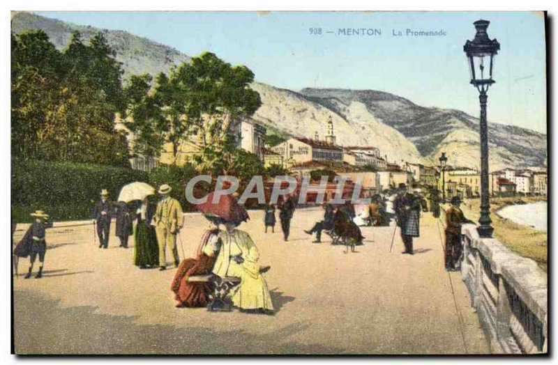 Old Postcard Menton The Promenade