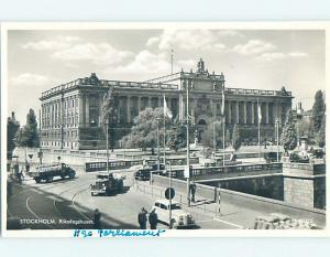 old rppc OLD PICKUP AND DELIVERY TRUCK BESIDE BUILDING Stockholm Sweden HM1720