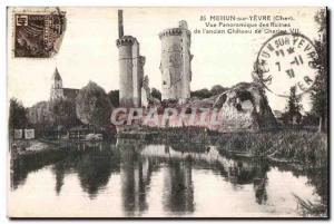 Old Postcard Mehun sur Yevre (Cher) Panoramic View of Ruins of ancient Chatea...