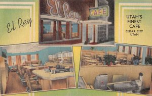 Ceadr City Utah El Rey Cafe Linen Vintage Postcard AA37712