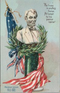 Patriotic Postcard Abraham Lincoln He Lives In Endless Fame All Honor