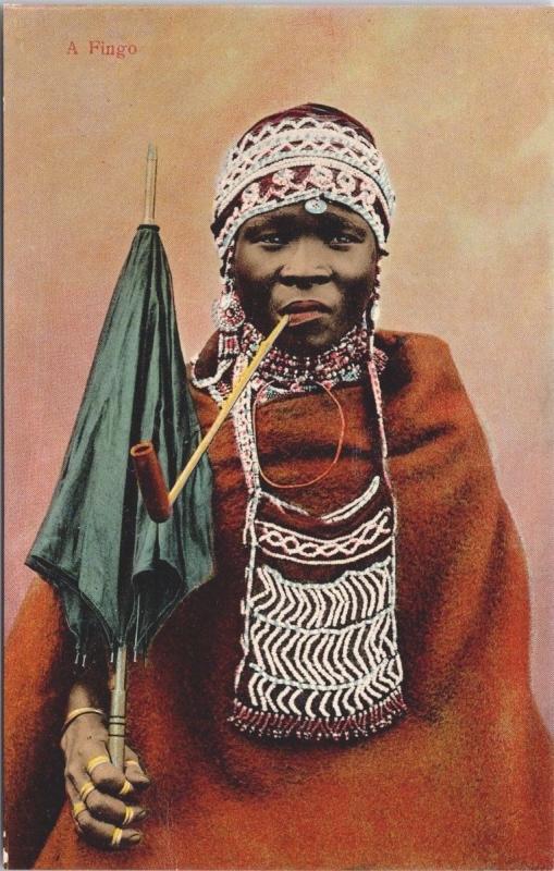 Fingo Fengu Female South Africa Beautiful Woman Pipe Umbrella Postcard E34