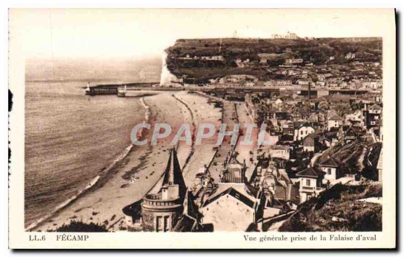 Old Postcard Fecamp Vue Generale Taking Cliff downstream