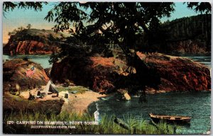 1910's Camping Puget Sound Washington Deception Pass State Park Posted Postcard