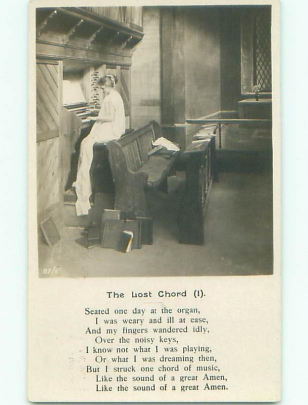 rppc 1920's GIRL PLAYING PIANO MUSIC AC8609