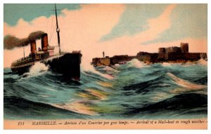 Marseille , Arrival of mail boat in rough seas