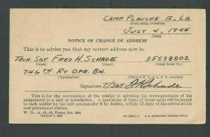 1944 US PO Form #204 War Dept Change Of Address Used Official Business